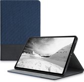 kwmobile hoes geschikt voor Samsung Galaxy Tab S8 / Galaxy Tab S7 - Slanke tablethoes met standaard - Tablet cover in donkerblauw / zwart