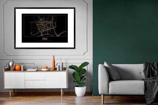 Cadre photo avec affiche - Carte - Oss - Or - Zwart - 120x80 cm - Cadre pour affiche