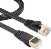 By Qubix internetkabel - 1m CAT7 Ultra dunne Flat Ethernet netwerk LAN kabel (10.000Mbps) - Zwart - RJ45 - UTP kabel