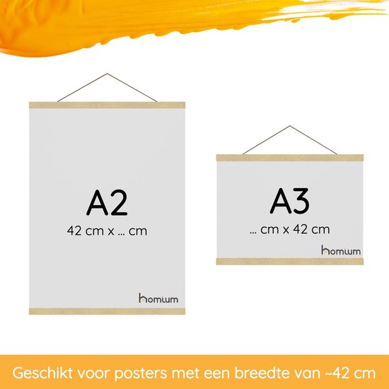 Porte-affiche (42 cm) en bois avec fermeture magnétique | A2 | système de suspension d'affiche - cadre d'affiche - cadre d'affiche - clip d'affiche - support d'affiche