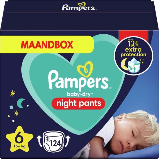 Pampers Night Pants - Maat 6 (15kg+) - 124 Luierbroekjes - Maandbox