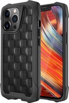 3D reliëf PU + PC + TPU antislip schokbestendige beschermhoes voor iPhone 13 Pro (zwart)