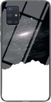 Voor Samsung Galaxy A51 5G Sterrenhemel Geschilderd Gehard Glas TPU Schokbestendig Beschermhoes (Kosmische Sterrenhemel)