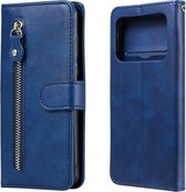 Voor Xiaomi Mi 11 Ultra Mode Kalf Textuur Rits Horizontale Flip Lederen Case met Houder & Kaartsleuven & Portemonnee (Blauw)