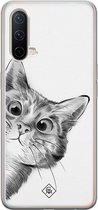 OnePlus Nord CE 5G hoesje siliconen - Peekaboo | OnePlus Nord CE case | zwart | TPU backcover transparant