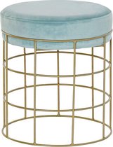 Voetensteun DKD Home Decor Polyester Metaal Gouden Hemelsblauw (32 x 32 x 36 cm)