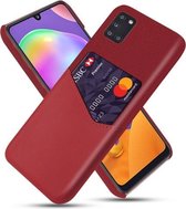 Voor Samsung Galaxy A31 Doek Textuur PC + PU lederen achterkant Schokbestendig hoesje met kaartsleuf (rood)