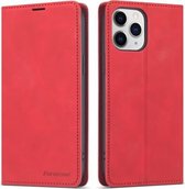 Forwenw Dream Series Magnetische Olierand Horizontale Flip Lederen Case met Houder & Kaartsleuf & Fotolijst & Portemonnee Voor iPhone 13 Pro Max (Rood)