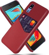 Voor Samsung Galaxy A2 Core Doek Textuur PC + PU lederen achterkant Schokbestendig hoesje met kaartsleuf (rood)