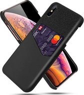 Doektextuur PC + PU-lederen achterkant Schokbestendig hoesje met kaartsleuf voor iPhone XS Max (zwart)