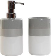 Badset DKD Home Decor Wit Grijs Plastic Verchroomd Dolomite (2 pcs)