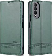 Voor Honor X20 SE AZNS Magnetische Kalf Textuur Horizontale Flip Leather Case met Kaartsleuven & Houder & Portemonnee (Donkergroen)