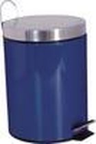 MSV Prullenbak/pedaalemmer - metaal - marine blauw - 3 liter - 17 x 25 cm - Badkamer/toilet