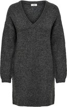 Jacqueline de Yong Jurk Jdyphilina L/s V-neck Dress Knt 15238257 Drak Grey Melange Dames Maat - XS