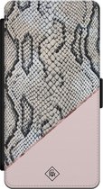 Samsung S21 bookcase leer hoesje - Snake print roze