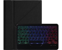 Bluetooth toetsenbord geschikt voor iPad 10.2 inch 2019 / 2020 / 2021 met RGB verlichting en Stylus Pen Houder - Zwart