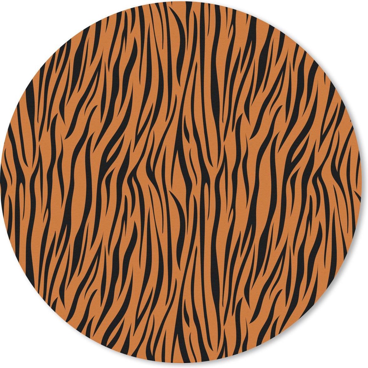 Muismat rond 20x20 cm - Mousepad Tijgerprint - Bruin - Zwart - Ronde muismatten