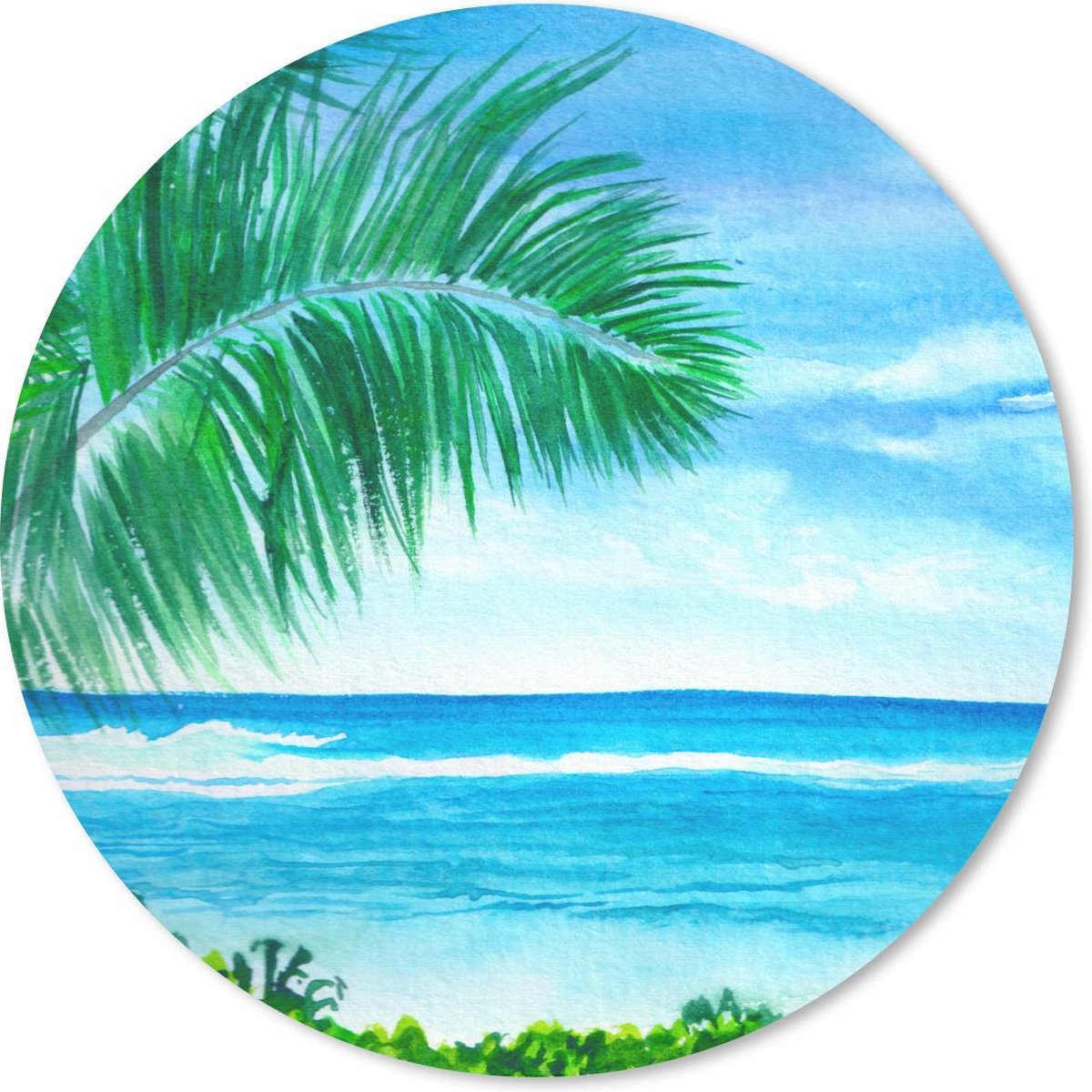 Muismat rond 30x30 cm - Mousepad Zee - Plant - Waterverf - Ronde muismatten