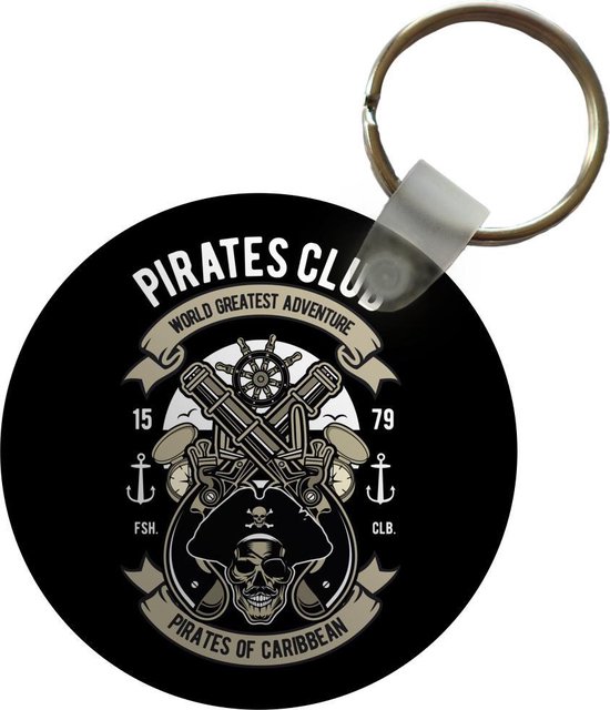 Porte-clés - Pirate - Canon - Rétro - Dessin - Plastique - Rond
