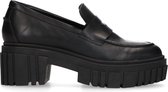 Sacha - Dames - Zwarte leren chunky loafers - Maat 37