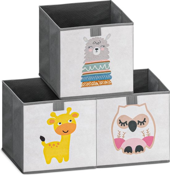 hart tafereel opgroeien Navaris opbergdozen voor kinderen - Set van 3 opbergboxen met treklus - 28  x 28 x 28... | bol.com