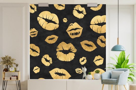 Papier peint - Papiers Papier peint photo Motifs - Kiss - Or - Zwart - Largeur 300 cm x Hauteur 300 cm