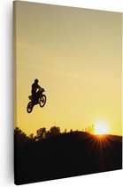 Artaza - Canvas Schilderij - Silhouet Van Een Motorcross Bij Zonsondergang - 40x50 - Foto Op Canvas - Canvas Print