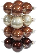 16x stuks kerstversiering kerstballen natuurtinten (opal natural) van glas - 8 cm - mat/glans - Kerstboomversiering