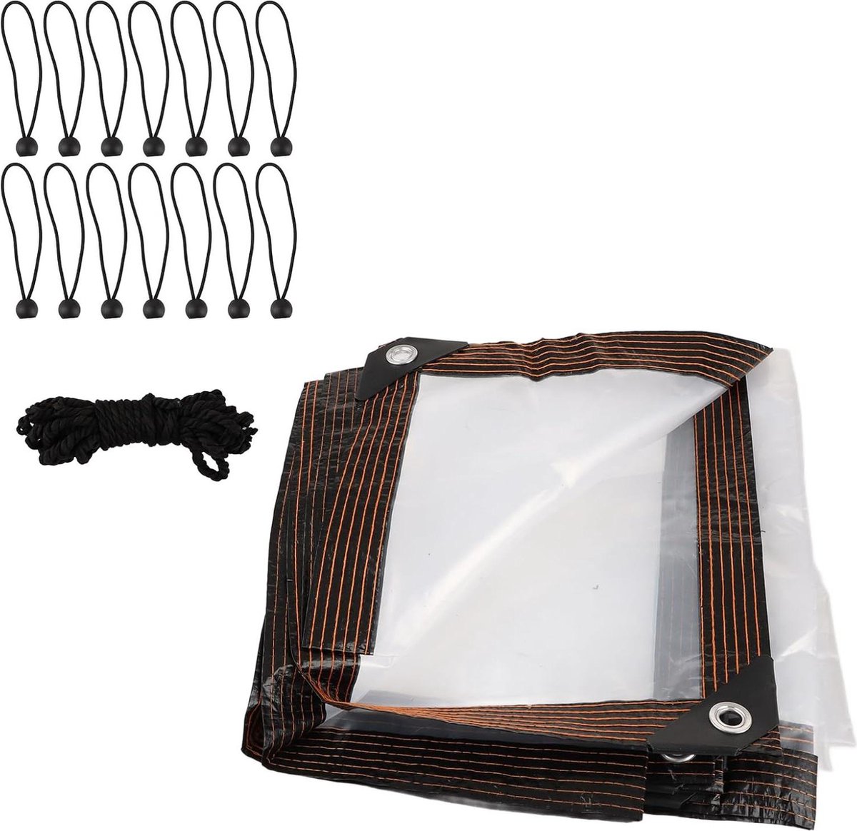 Transparant dekzeil 2x3m waterdicht Kunststof met oogjes en spanrubber Voor tuinmeubelen en tent transparent tarp