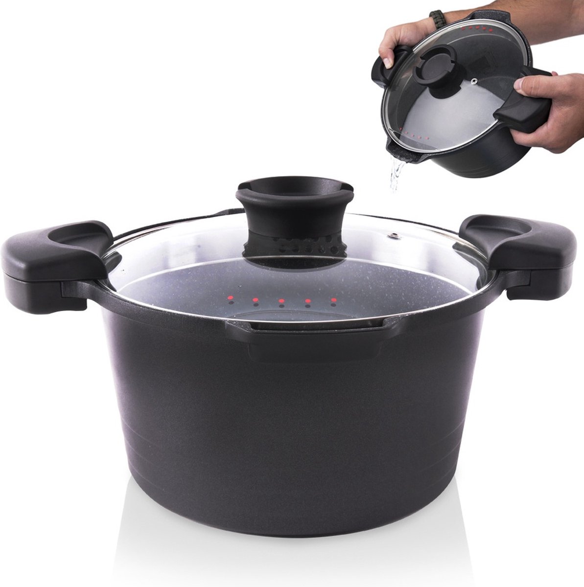 Kookpan Graniet met Deksel voor Spannen GRANDE 24 cm, 5,5 l - Kookpot - Soeppan