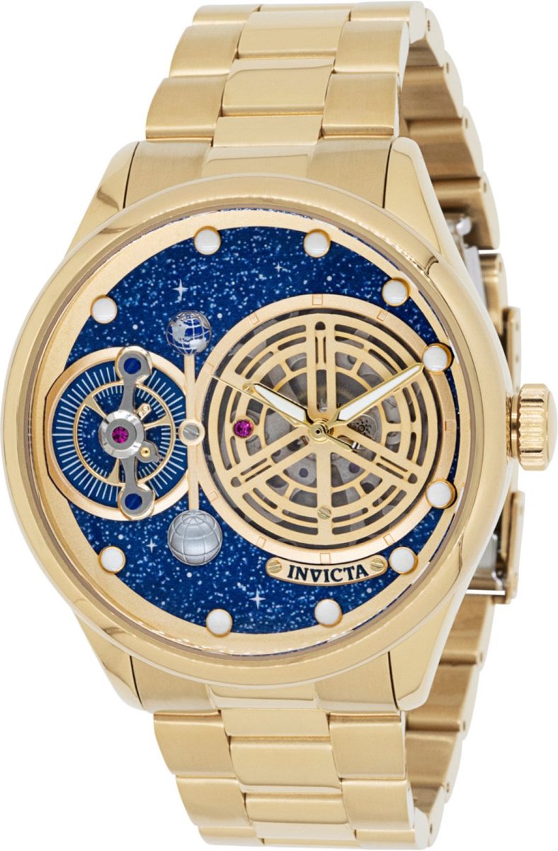 Invicta Vintage 44899 Heren Horloge - Waterdicht - Analoog - Automatisch Uurwerk - Roestvrij Staal met blauwe Wijzerplaat - 47mm