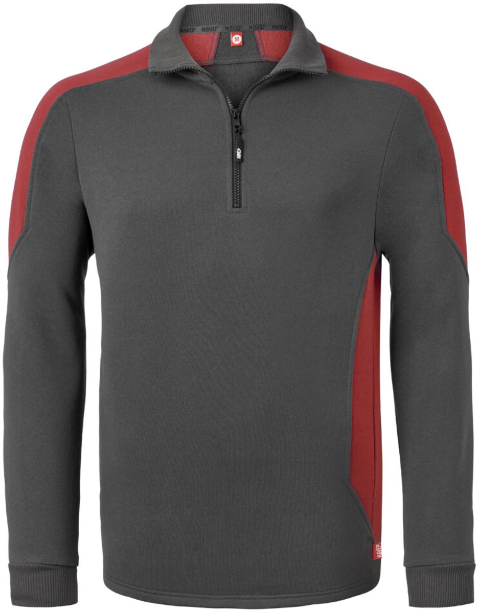 HAVEP Zipsweater Bicolor 10076 - Charcoal/Rood - 2XL