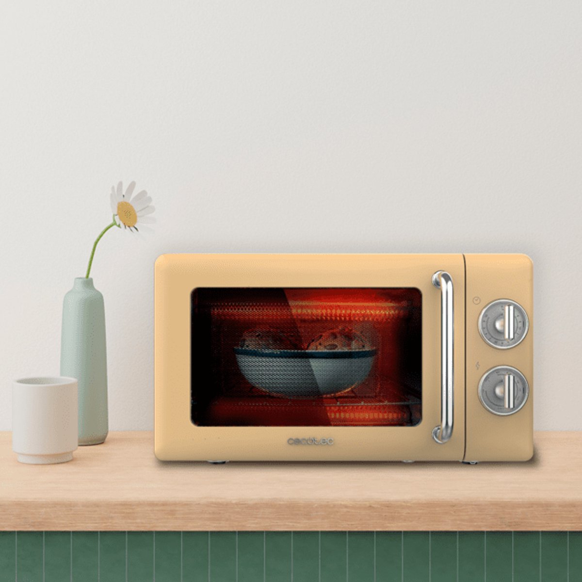 Girmi FM21 magnetronoven vintage design, 20 liter, 700 800 W, crème, Beige