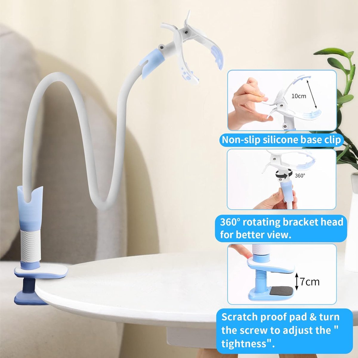 Babyfoonhouder, universeel, babymonitorhouder, flexibele camerahouder met 1/4 inch schroef, clip-wieghouder, beveiliging voor SpaceView S/SpaceView Pro babyfoon, kinderkamer, babybed (zwart