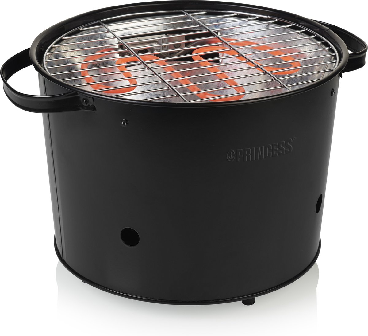 Houtskool BBQ - Princess 112240 Hybride Bucket Barbecue - Elektrische BBQ - Met en zonder houtskool te gebruiken - Park Barbecue - 1400W - Diameter 32cm - met serveerplank - bbq accesoires – foto 2