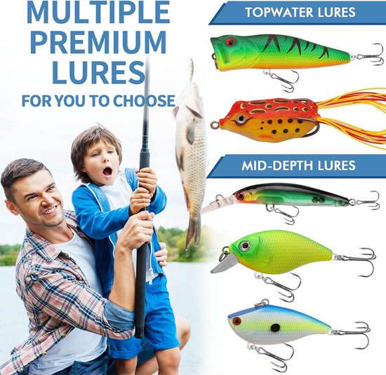 Vissen Lokt Set Met Tackle Box Voor Snoek Bass Forel Makreel Kabeljauw Zee - Vissenaccessoires Kit - Zachte Plastic Lokken Wormen Spinnerbaits - Crankbaits Jigs Hoofd Haken Visgerei - TRUSCEND — afbeelding 4