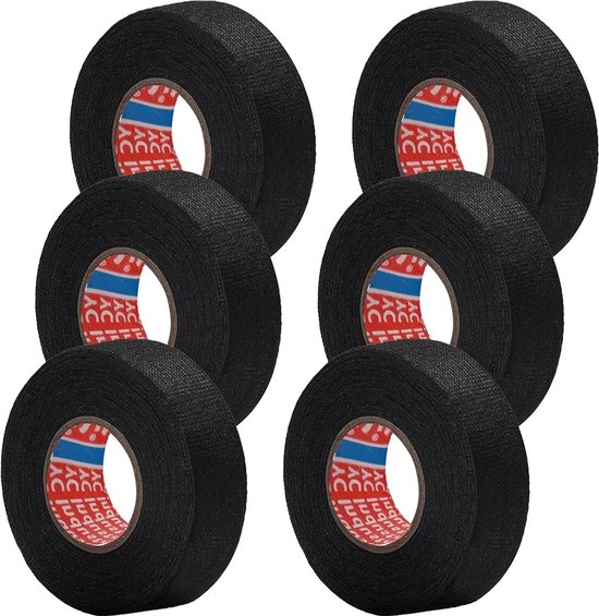 6 rollen autokabelboom plakband - set van 19 mm x 15 m - weefseltape