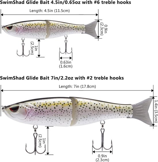 SwimPike Multi Jointed Swimbaits - Bas Vissen Lokken - Hard Lichaam - Zachte Vinnen - 8 Inch - 2.5 oz van SwimPike — afbeelding 2