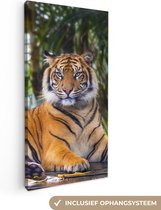 OneMillionCanvasses - Toile - Tigre - Arbres - Feuilles - Décoration murale - 40x80 cm - Impression sur Toile - Peintures sur Toile
