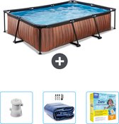 EXIT Rechthoekig Wood Frame Zwembad - 300 x 200 x 65 cm - Inclusief Pomp - Solarzeil - Onderhoudspakket - Nu extra voordelig
