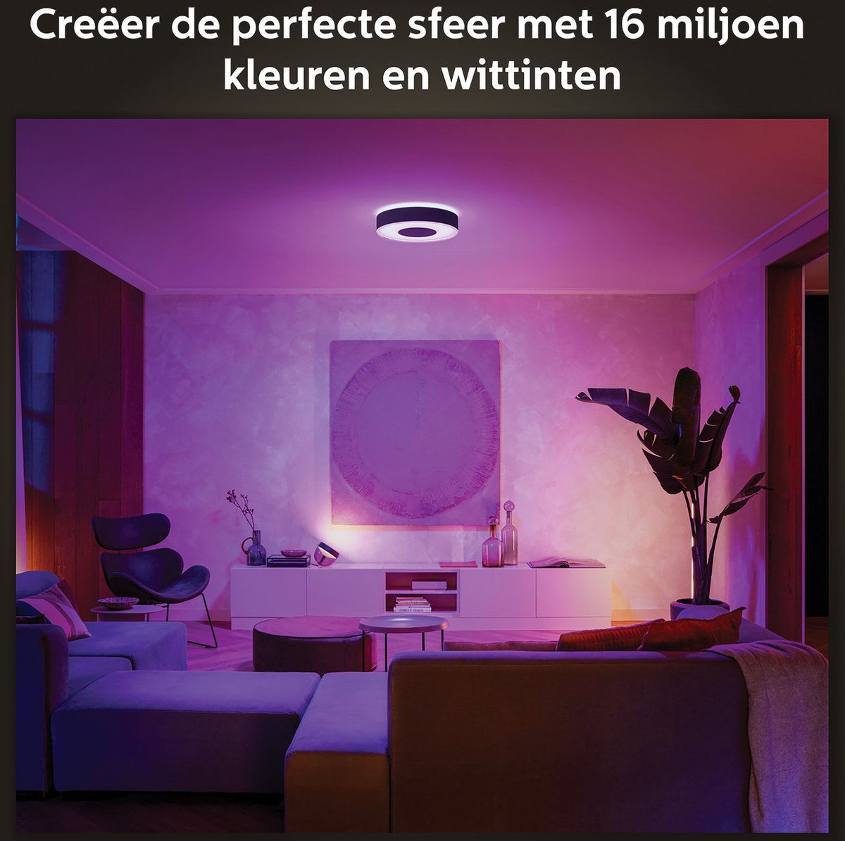 Philips Hue Infuse plafondlamp - wit en gekleurd licht - zwart - 38cm — afbeelding 5