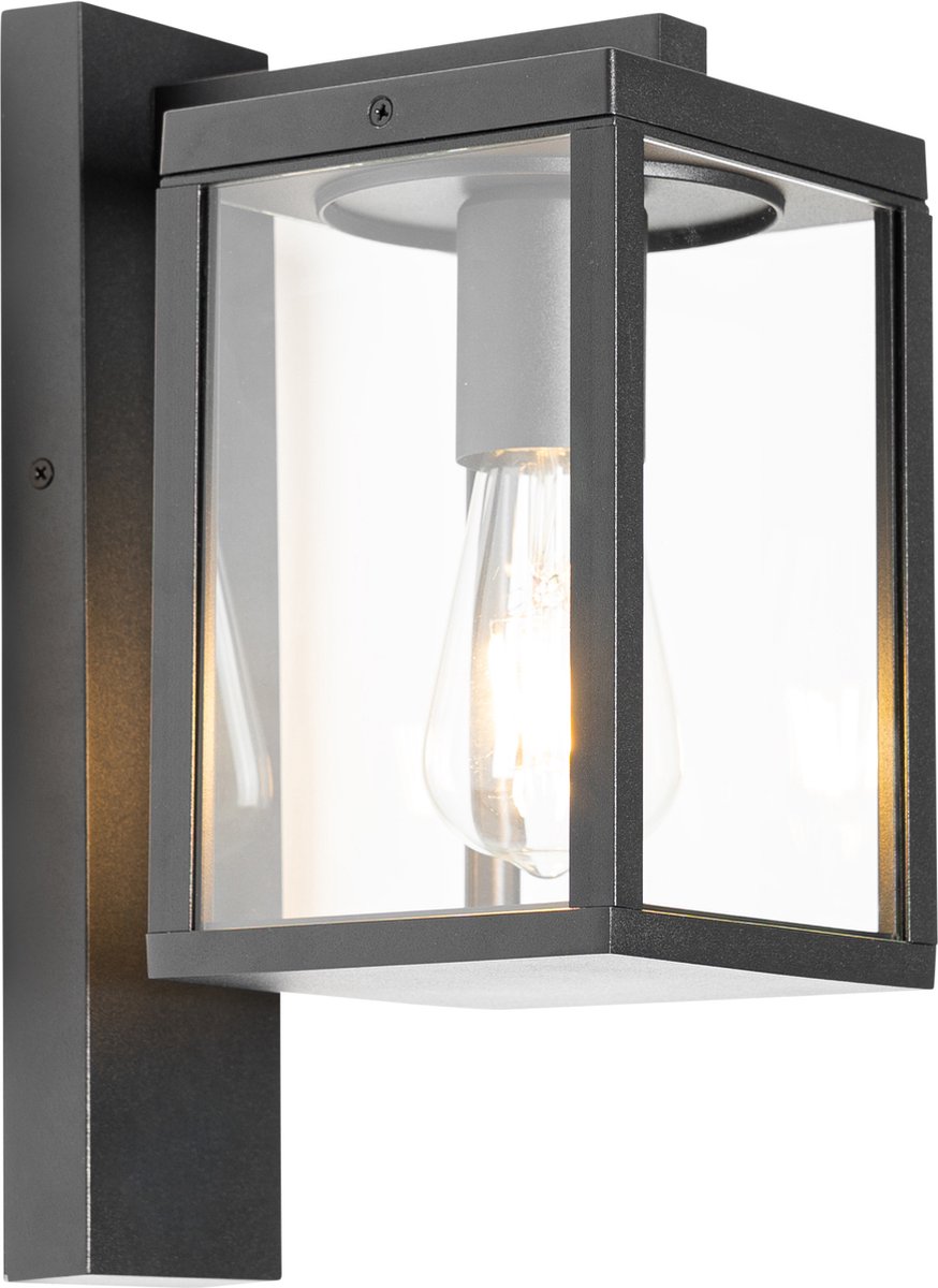 QAZQA charlois - Industriele Dimbare LED Smart Wand lantaarn incl. wifi met Dimmer voor buiten - 1 lichts - D 21.5 cm - Zwart - Industrieel - Buitenverlichting Zwart Smart LED