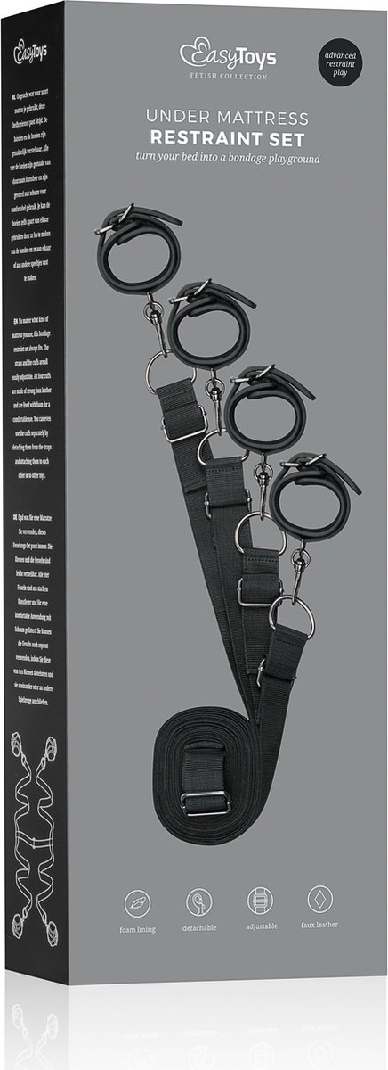 Goedkoopste EasyToys - Under Mattress Restraint Set - Duurzaam - Kunstleer - Bondage Set - BDSM Set - Bondage - Sex Toys voor Vrouwen en Mannen - Zwart