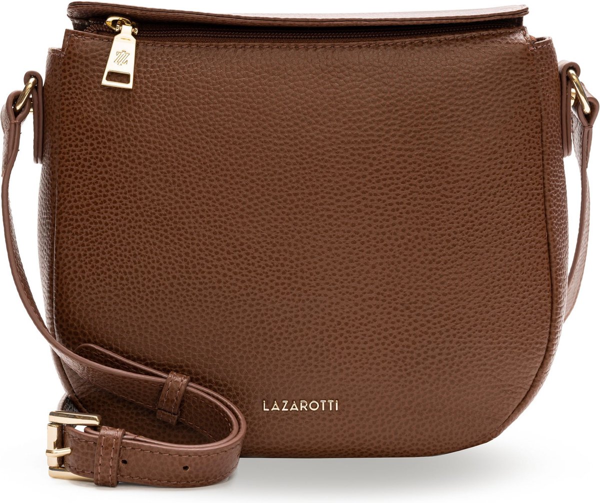 Lazarotti Leren Schoudertas Bologna Leather Nola-13 Brown Bruine