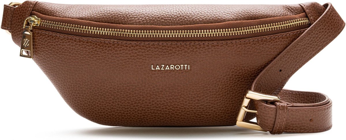 Lazarotti Leren Gordeltas Schoudertas Bologna Leather Belt Bag Brown Bruine