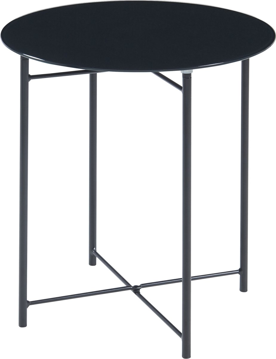 en.casa Bijzettafel Ödeshög rond glas 45xØ42 cm zwart [en.casa]