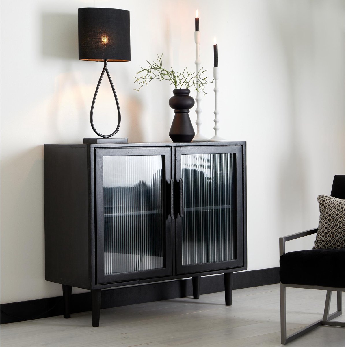 Light & Living Tafellamp Tamsu - Zwart - 23x12.5x63cm - Woonkamer - Slaapkamer