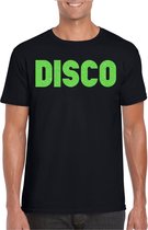 Bellatio Decorations Verkleed T-shirt heren - disco - zwart - groen glitter - jaren 70/80 - carnaval M