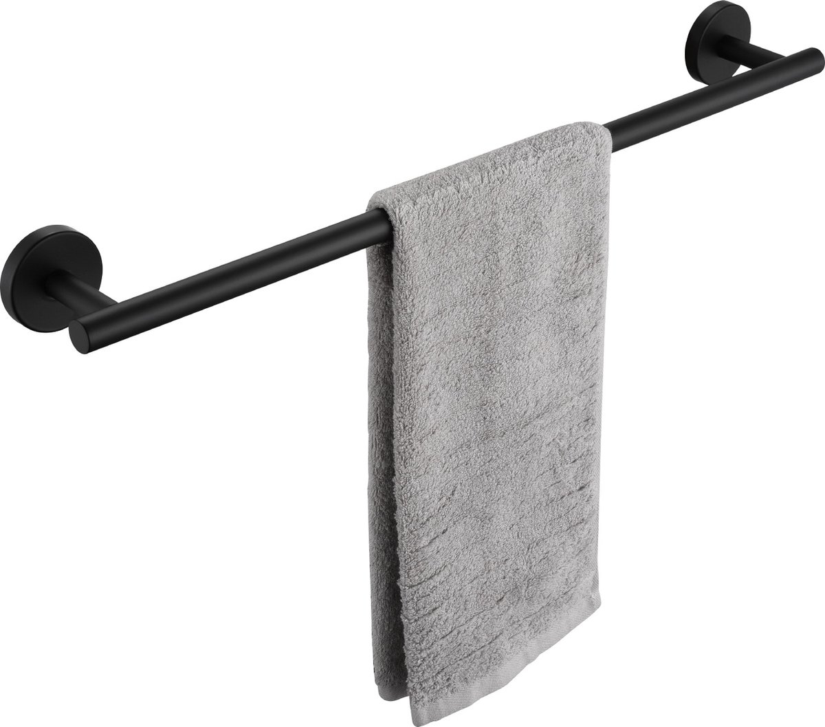 CECIPA Max 60cm Handdoekrek - Handdoekrek Badkamer - Wandmontage Handdoekhouder - Zelfklevend / Zonder Boren - Handdoekstang - Doucherek - Zwart