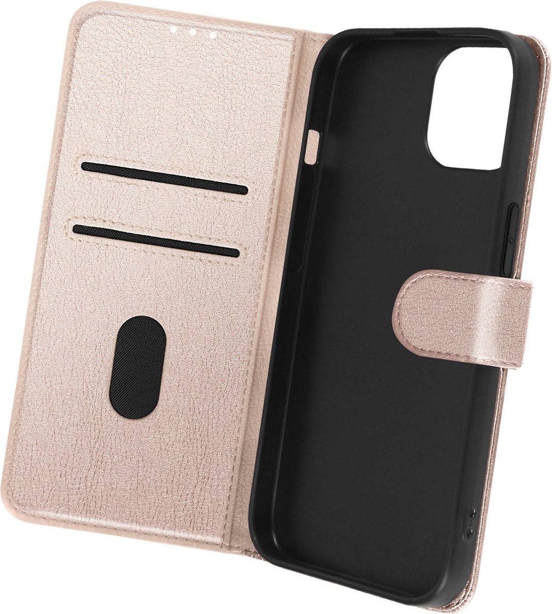 Avizar Foliohoes Geschikt voor iPhone 15 Pro Max Portfolio en video-ondersteuning, Roze